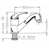 Grifo mezclador monomando Elettrogas Aravon de acero inoxidable 2580