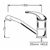 Grifo monomando para lavabo Elettrogas Aravon con caño giratorio corto para baño 34C LUX