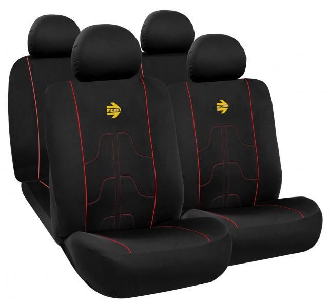 Fundas de asiento modernas Momo Complete Series Negro/Rojo