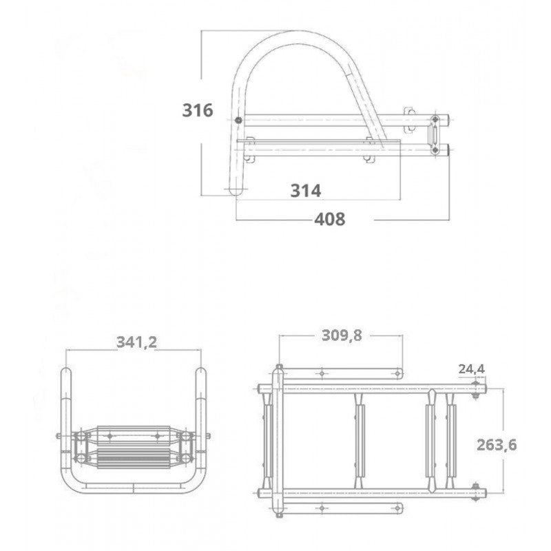 Escalera plegable de acero inoxidable de 3 peldaños FNI HF10-813SAT