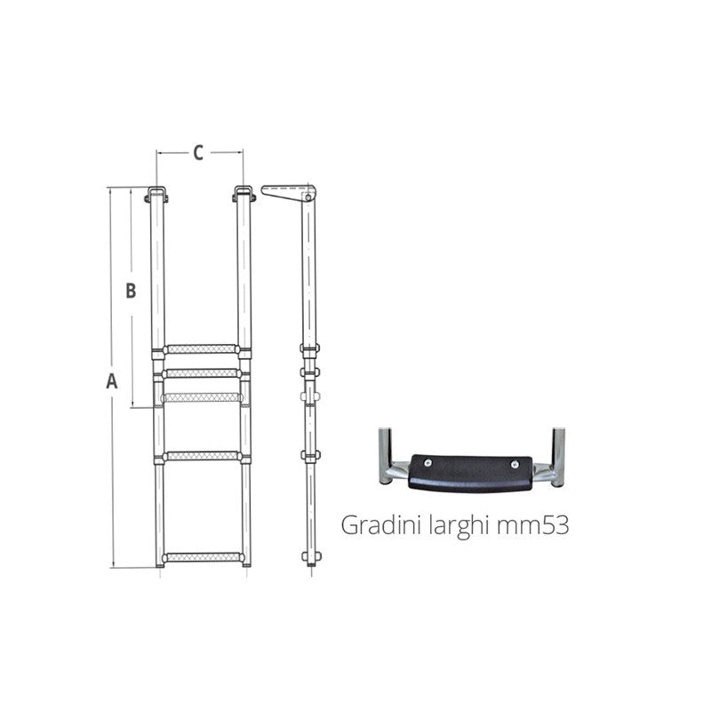 FNI Scaletta Inox 316 Telescopica 3Gr 03503003H BLACK STEP