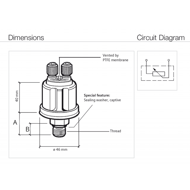 Sensor de presión de aceite Vdo 25 Bar 60412IA