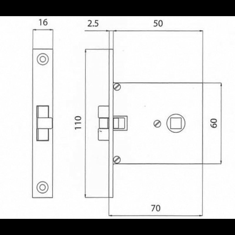 Olcese Ricci Serratura Incasso mm 70X60 Ottone Cromato 1655 OC