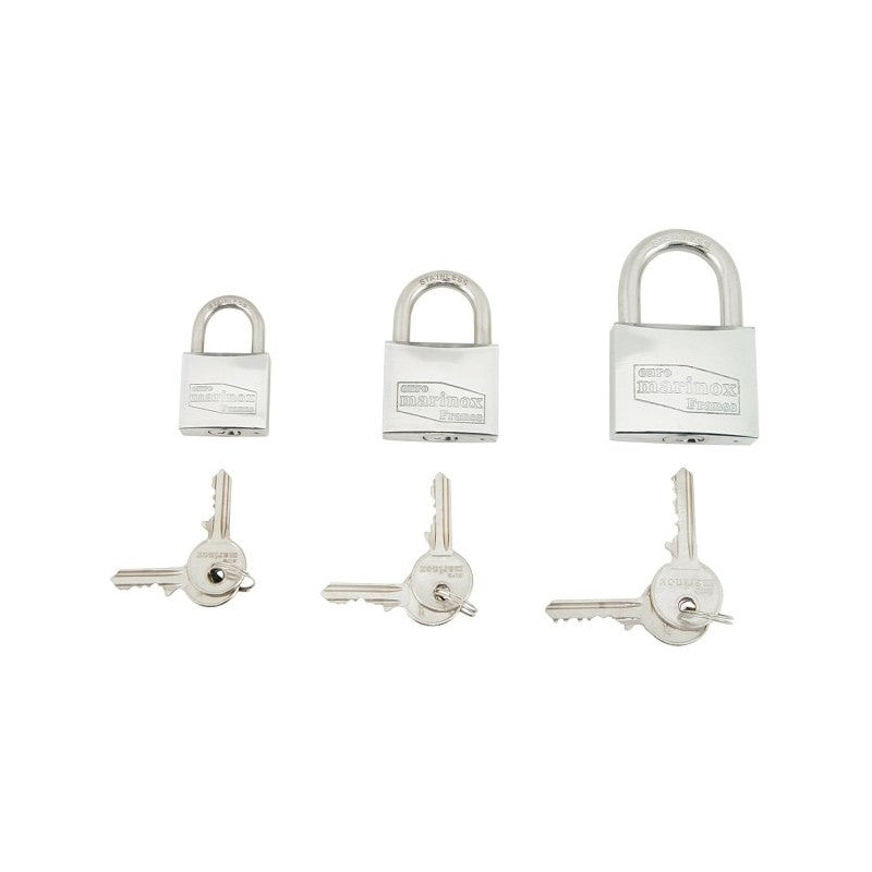 Set 3 Lucchetti Arco Corto Acciaio Inox Ad Unica Chiave