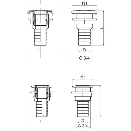 FNI Gerader Einbaulüfter mit flammhemmendem Gitter, Durchmesser 16 mm, 747A.C