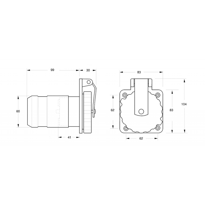 Spina 2p+t 220v. 32a Ip56 in Acciaio Inox