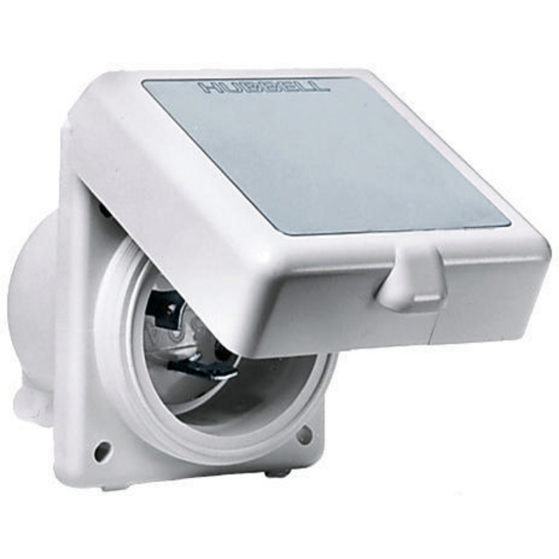 Enchufe eléctrico Hubble de PVC blanco de 16 amperios 427022