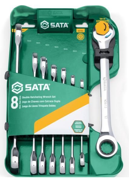 Sata 8-piece double ratchet metric wrench set