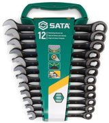 Sata Set chiavi combinate metriche a cricchetto black edition 12 pz