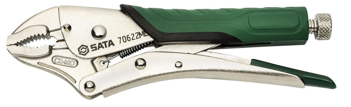 Sata Self-Locking Pliers, Curved Nose, Coated Handles, 10 Inch - 244mm