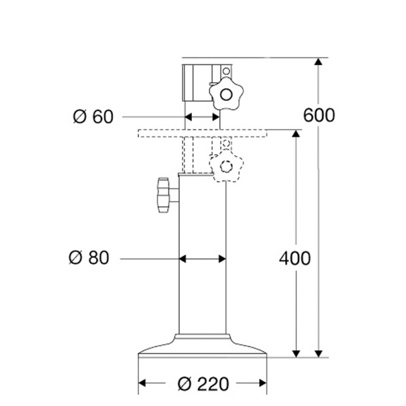 Barka Teleskopstütze mm 400/600 10600/30