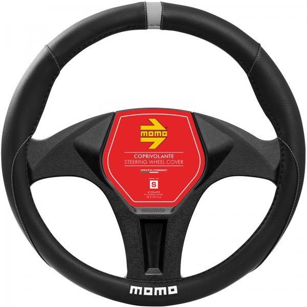 Funda de volante elegante Momo Negro/Gris 38-39 cm