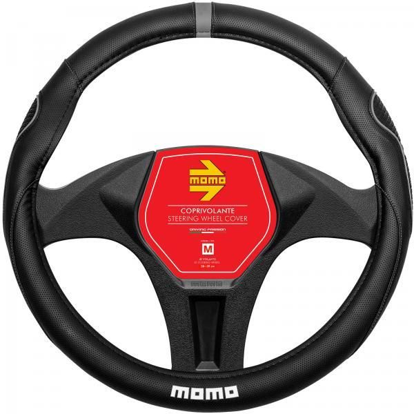 Funda de volante Momo Supergrip negra/gris 38-39 cm