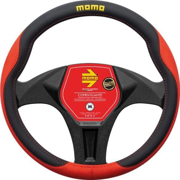 Momo Comfort Microfiber Car Steering Wheel Cover Black/Red 38-39 cm