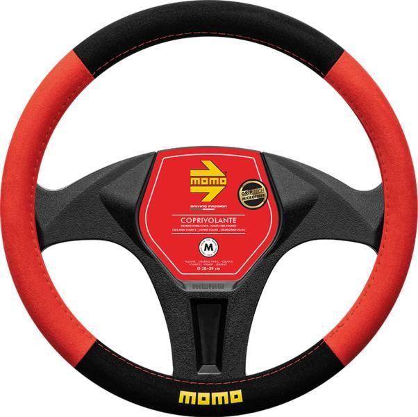 Momo Easy Microfiber Car Steering Wheel Cover Black/Red 38-39 cm