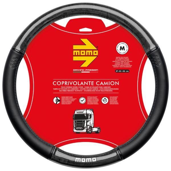 Funda para volante de PVC de madera de lujo Momo Truck, color negro/negro, 44-46 cm