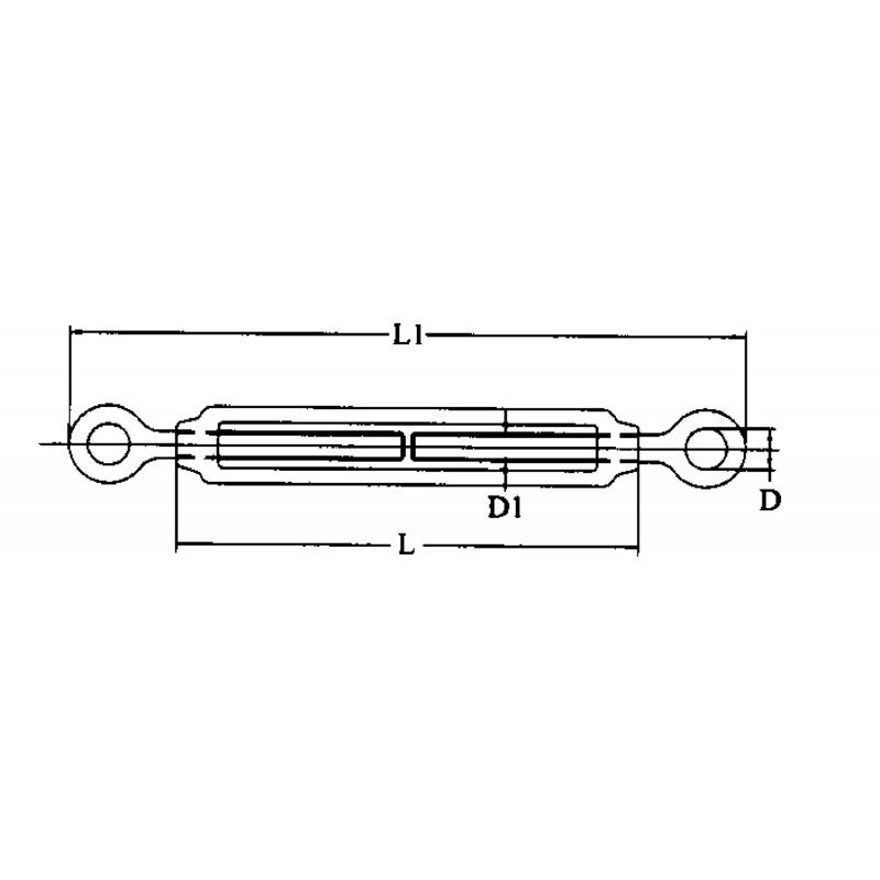 FNI Edelstahl-Spannschloss M4 Öse-zu-Öse S0222-A0004