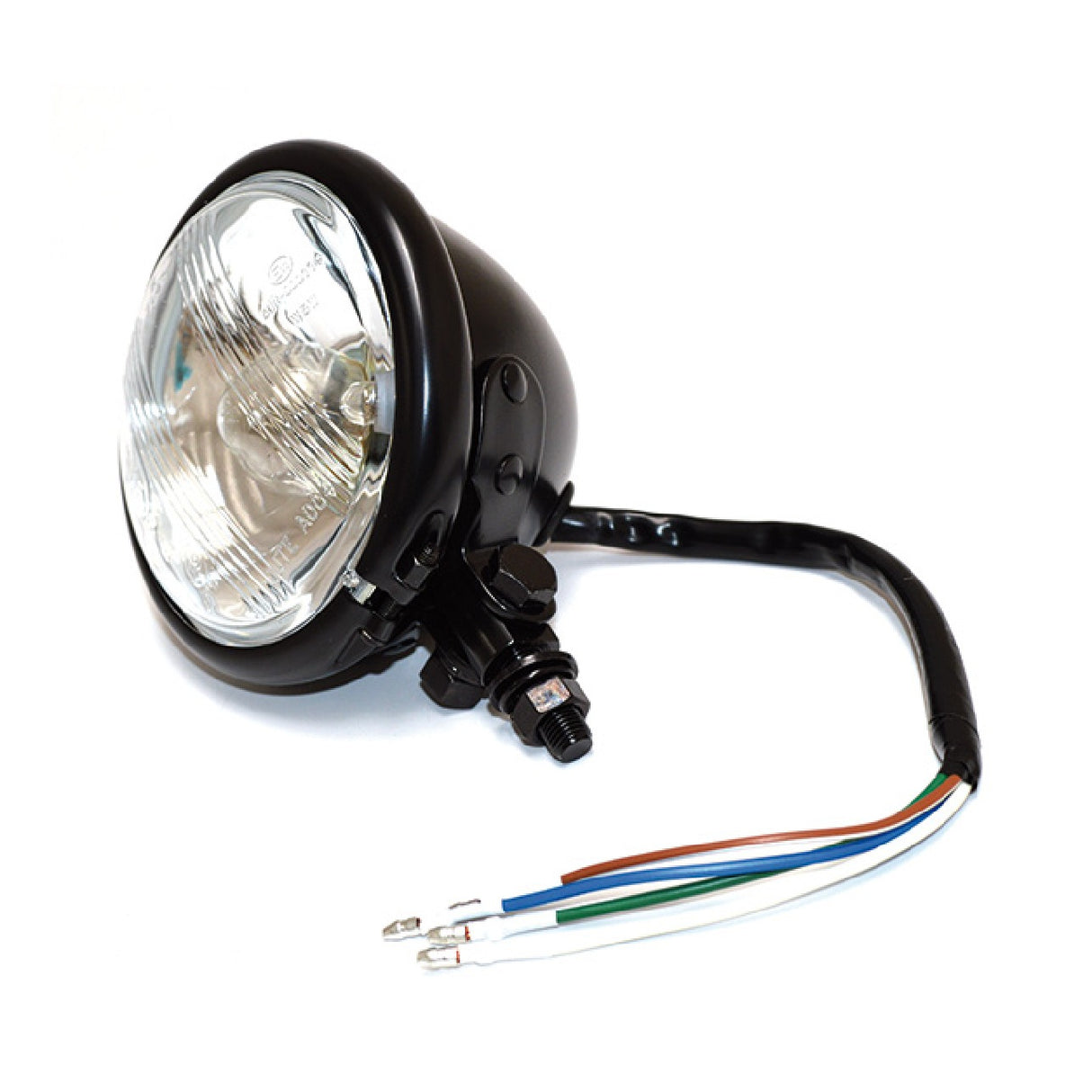 Fanale anteriore moto d.124 mm nero lampadina S2 35/35 W att. inferiore