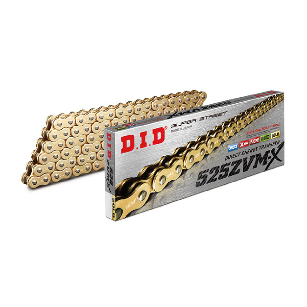 DID Catena di trasmissione 525ZVM-X Gold & Gold 92 maglie giunto a rivetto ZJ