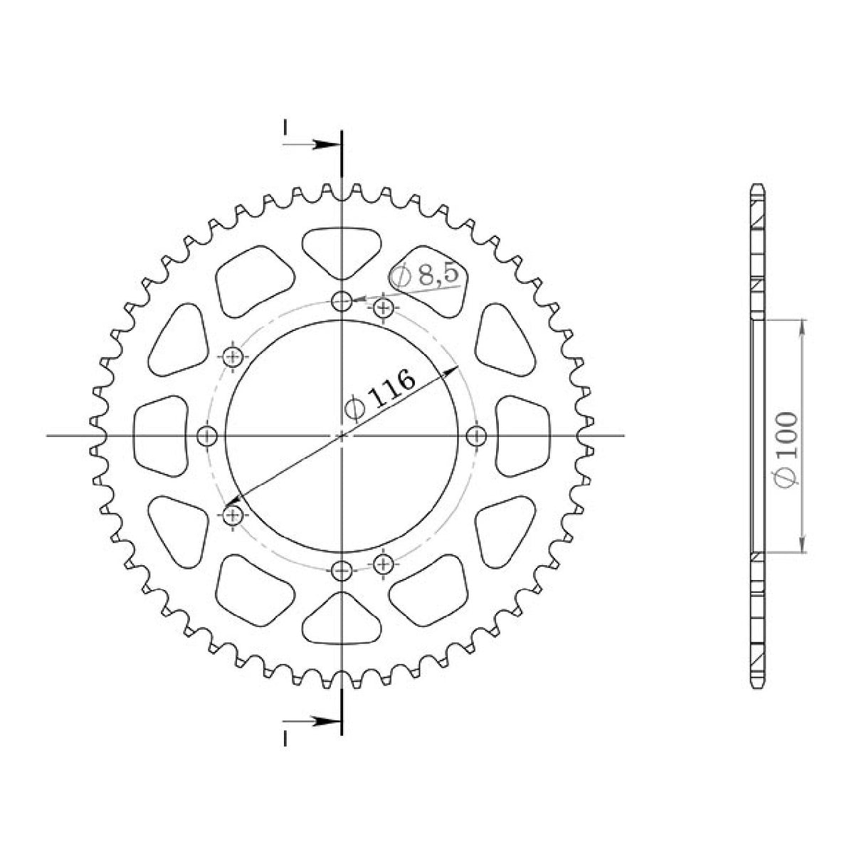 Corona in acciaio 44 denti passo 420 KAWASAKI KX 60 CC 83/03