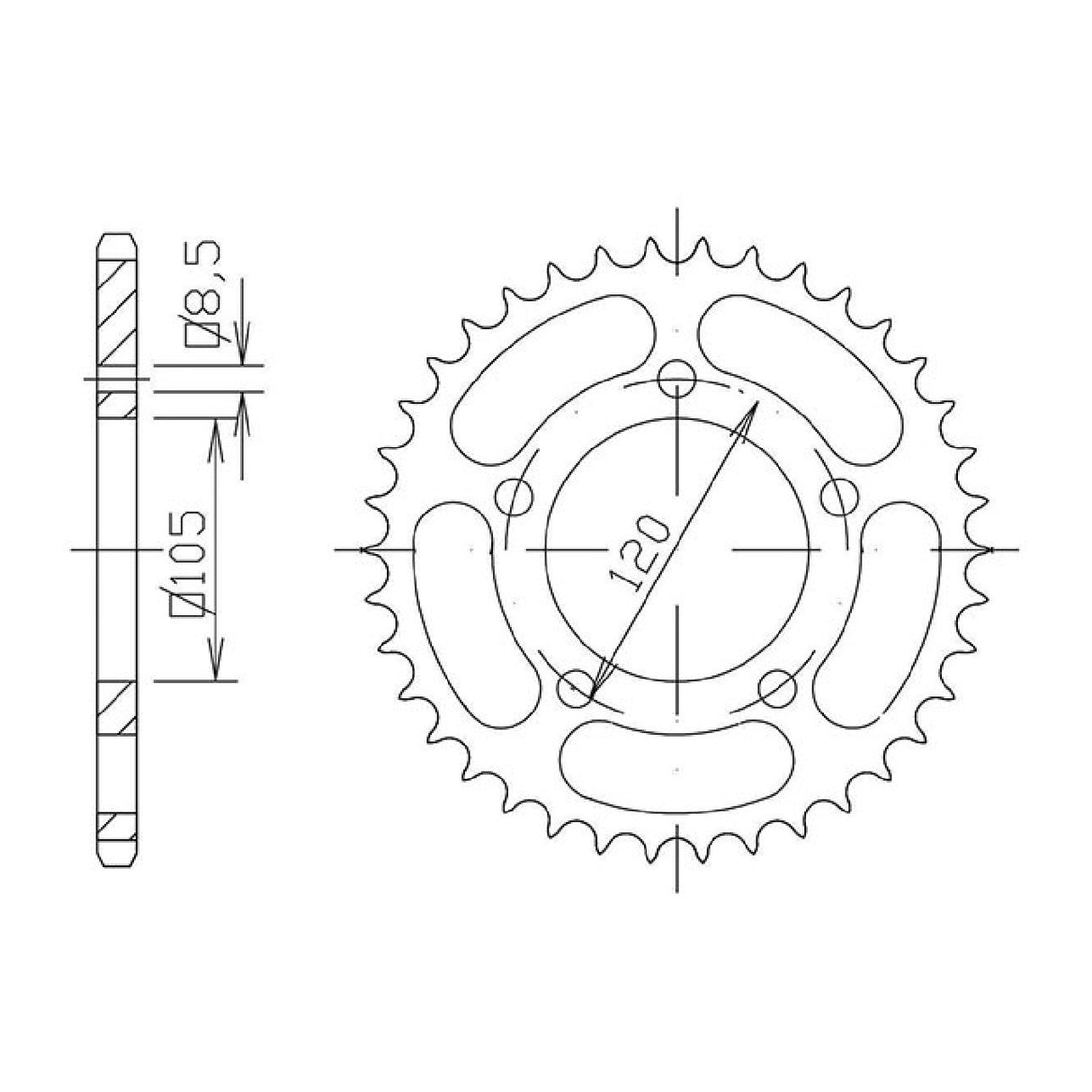 Corona in acciaio 45 denti passo 415 APRILIA Pegaso 50 CC 92/93