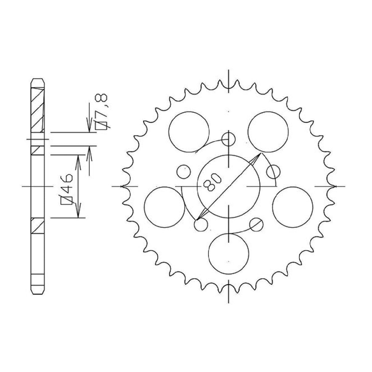 Corona in acciaio 42 denti passo 415 APRILIA Red Rose 50 CC 87