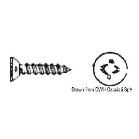 Osculati self-tapping screws with flat countersunk head and cross recess, UNI 6955 DIN 7982