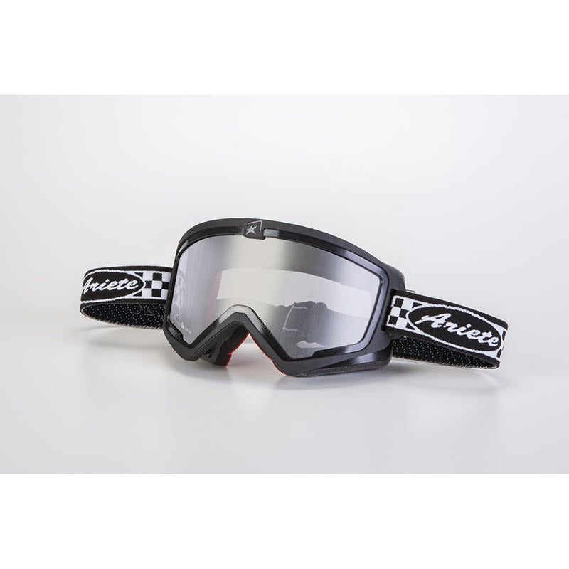 Ariete Maschera Moto Cross - Enduro Mudmax Racer Nero /Bandiera A Scacchi