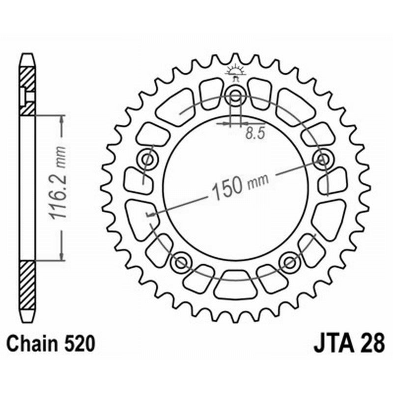 Jt Corona Aluminio 7075T6 Jta 28 Z41 denti