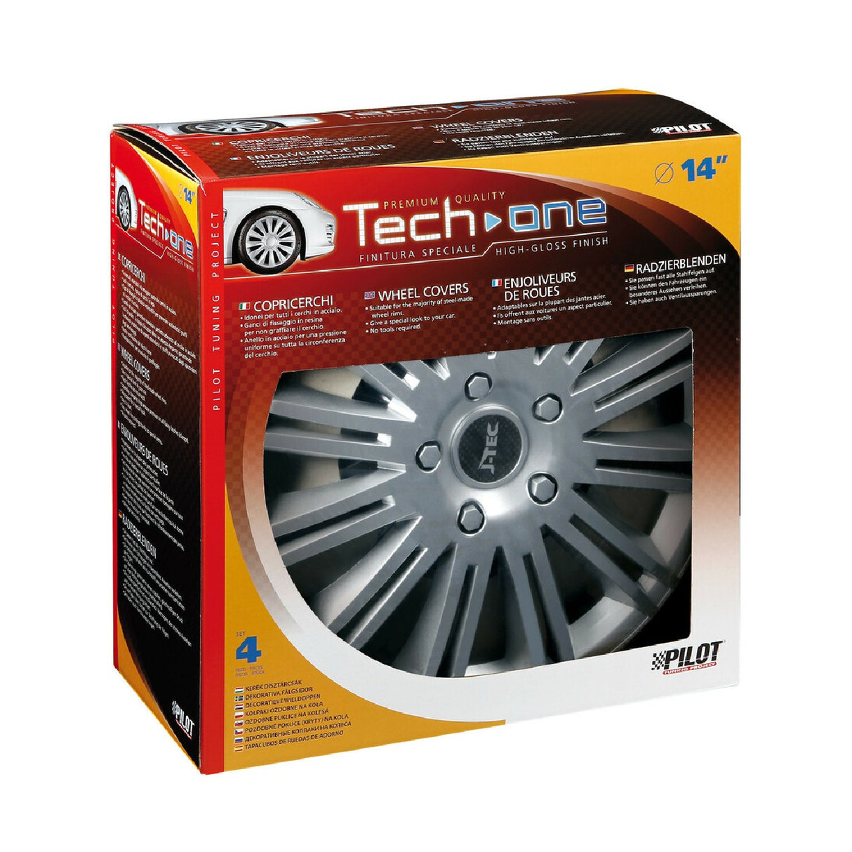 Pilot 4-piece wheel trims - painted Tech-One Discovery Silver - Ø 14"