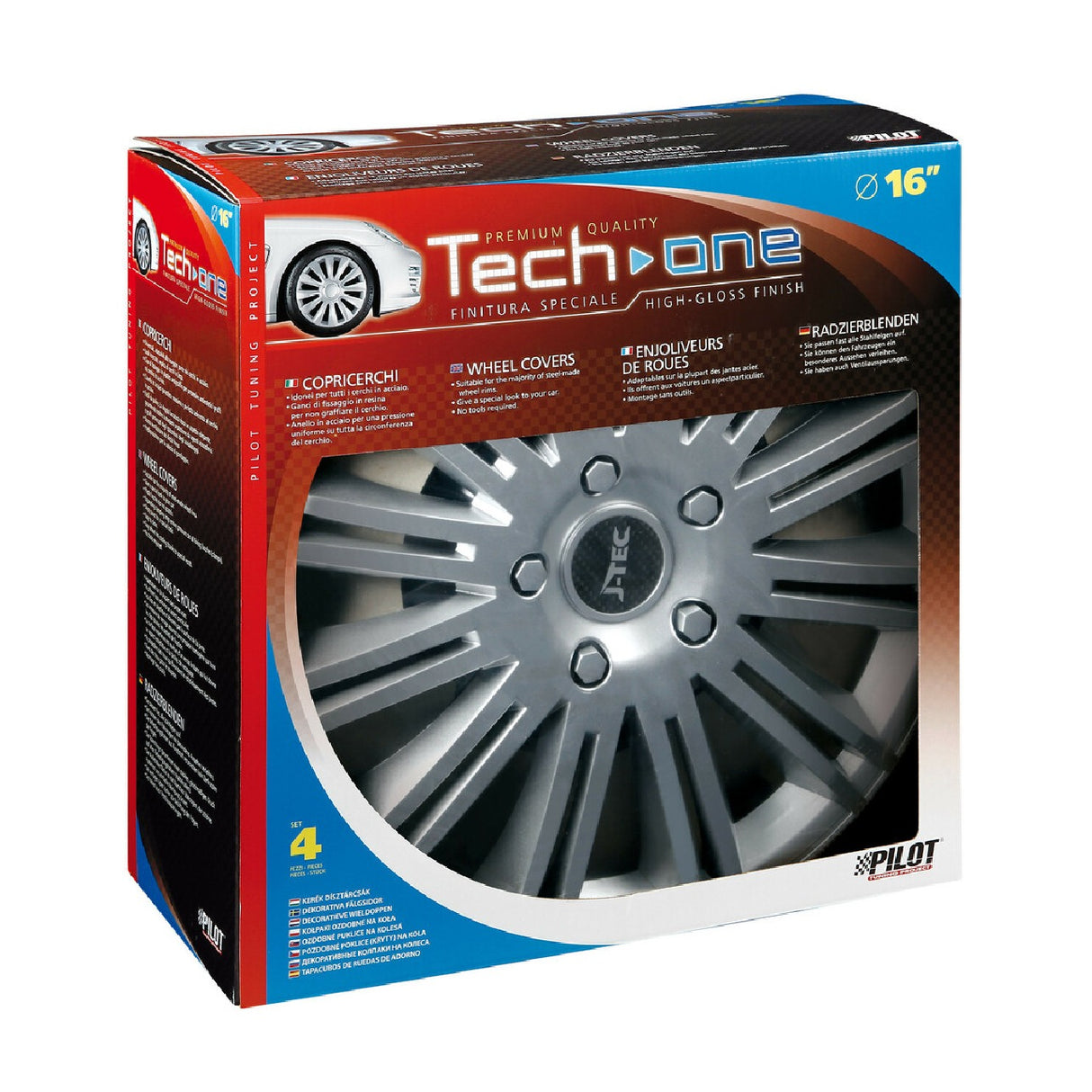 Pilot Copricerchi auto 4 pz - verniciati Tech-One Discovery Silver - Ø 16"