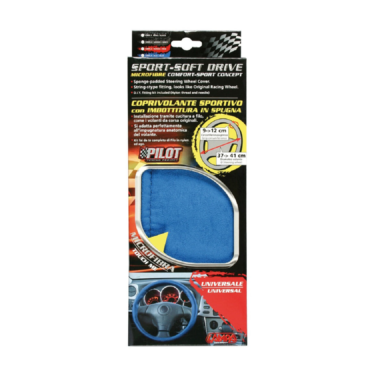 Pilot Sport soft drive, coprivolante in microfibra - U - Ø 37/41 cm - Blu