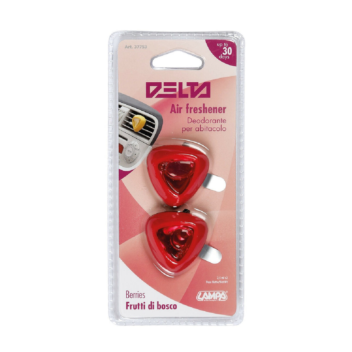 Lampa Delta, Paar Mini-Lufterfrischer für die Kabine - 2 x 2,5 ml - Beeren