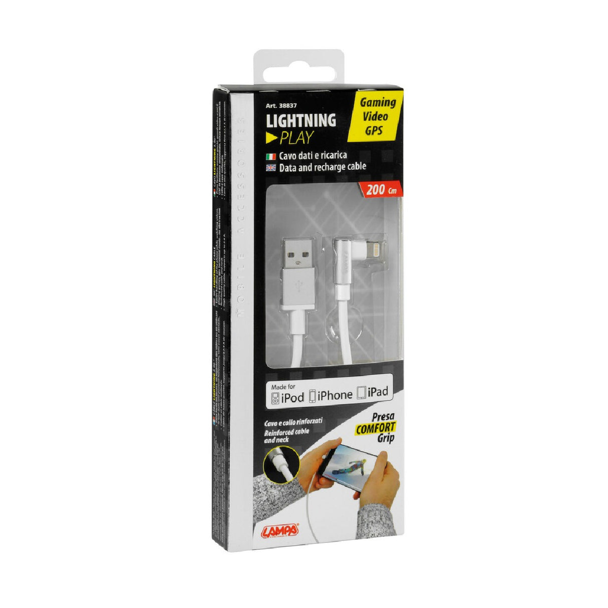 Lampa Cavo 90° Usb > Lightning - 200 cm - Bianco