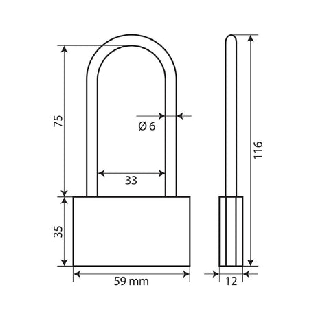 Lampa Basic, lucchetto in ottone - 60 mm XL