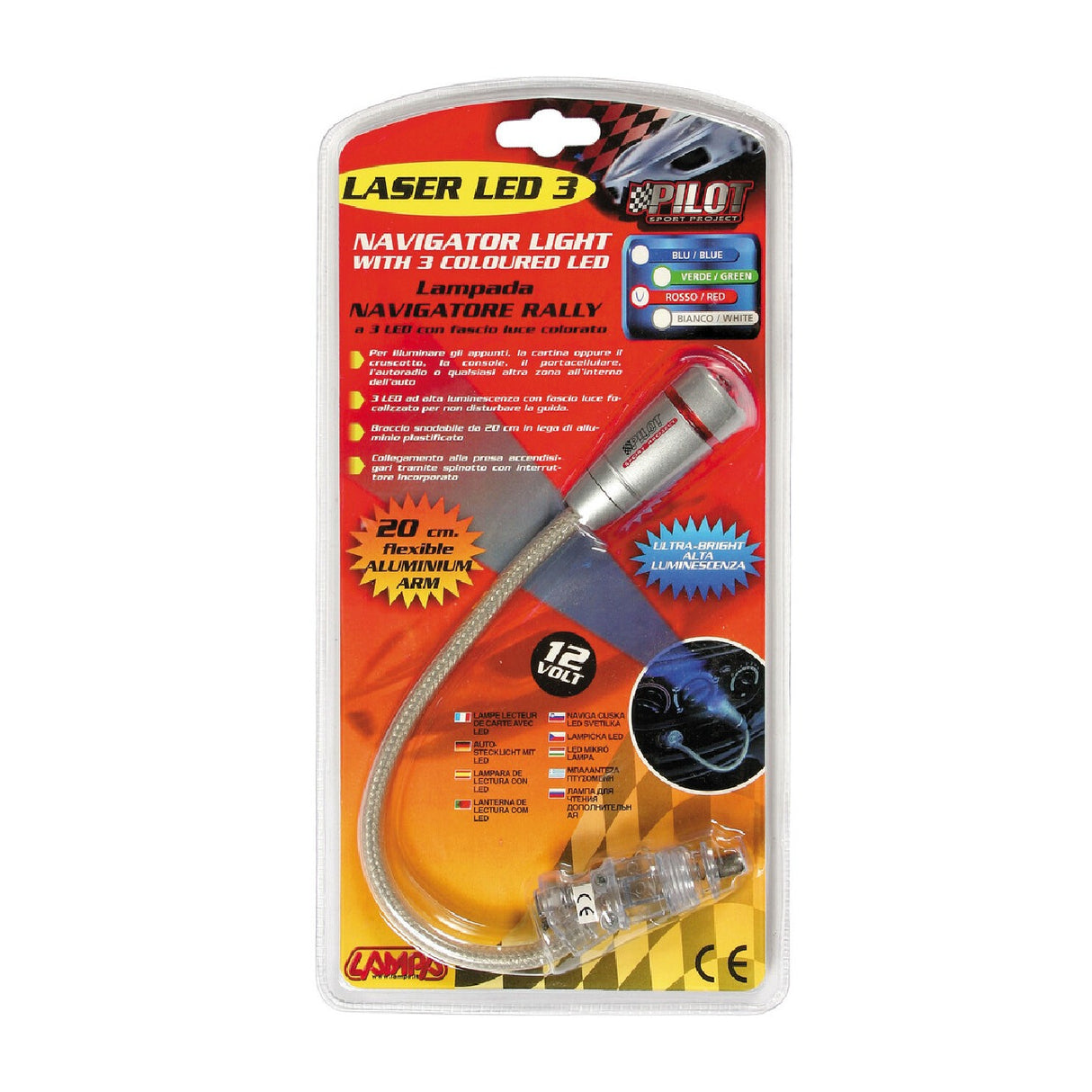 Pilot Laser Led 3, 12V - Rosso