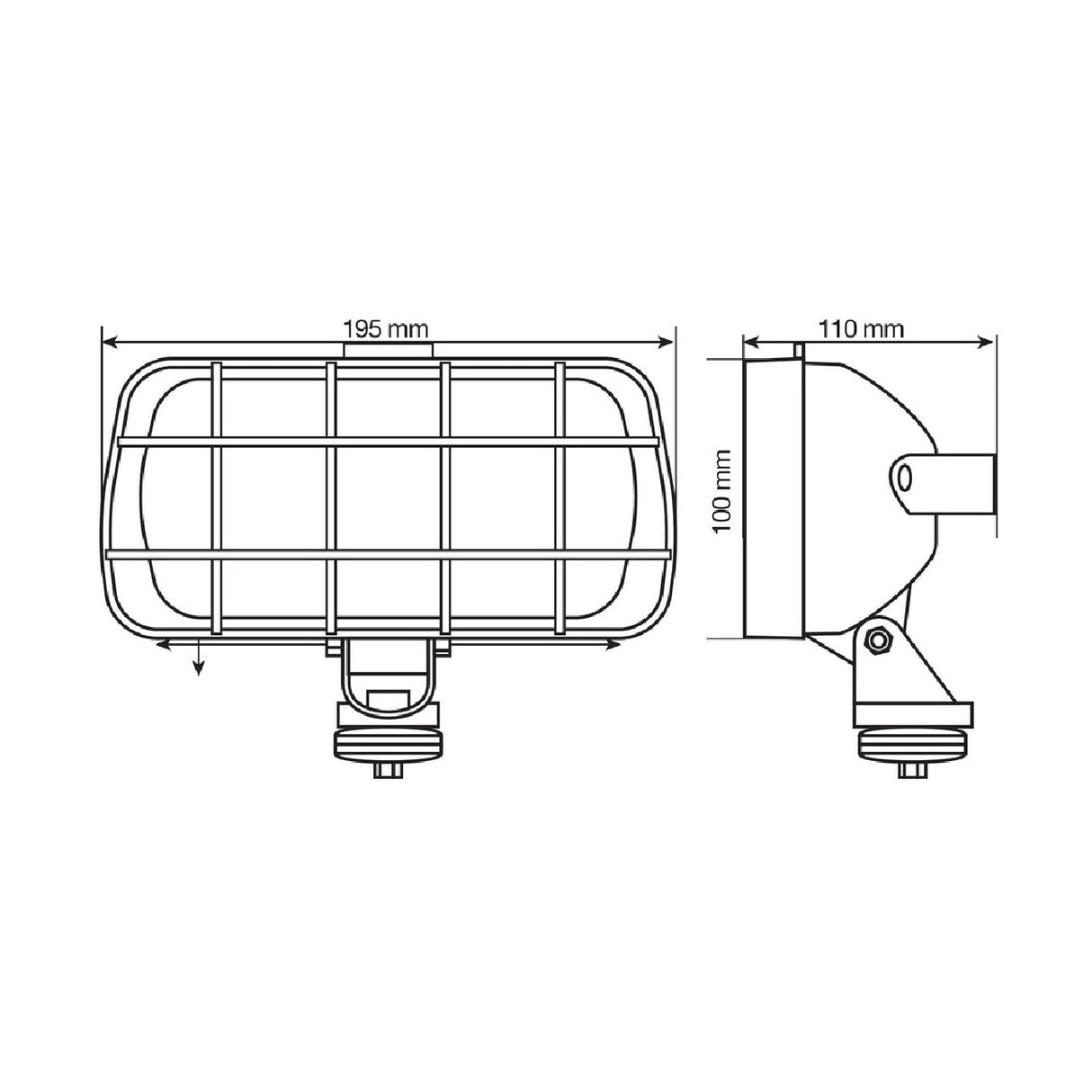 Lampa WB-2, faro da lavoro alogeno rettangolare, 12/24V
