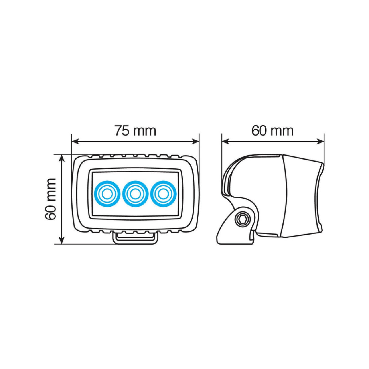 Lampa WL-10, faro ausiliario a 3 Led Cree - 10/30V - Bianco