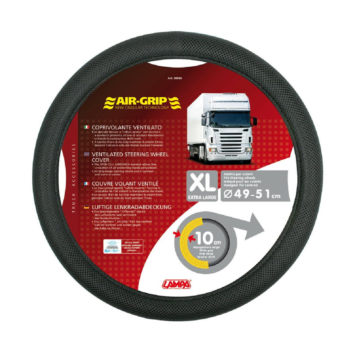 Lampa Air-Grip, ventilated steering wheel cover - XL - Ø 49/51 cm 8566