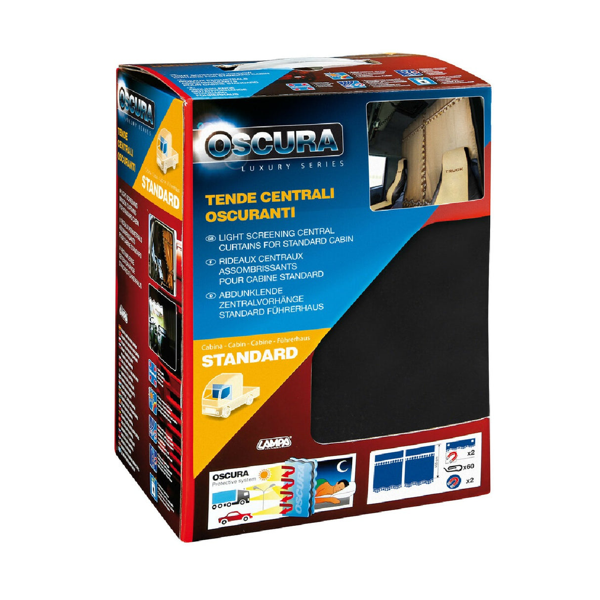 Dunkellampe, Mittelvorhänge für Lkw, Standardkabine – Schwarz
