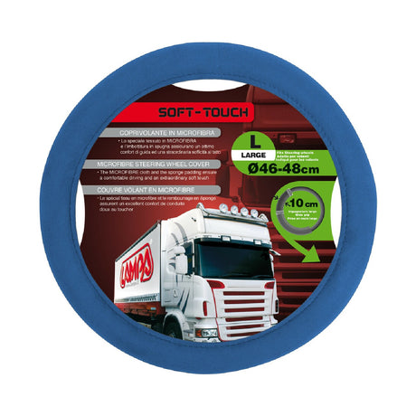 Lampa Soft Touch, microfiber steering wheel cover - L - Ø 46/48 cm - Blue