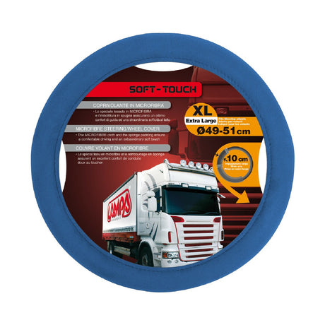 Lampa Soft Touch, Microfiber Steering Wheel Cover - XL - Ø 49/51 cm - Blue