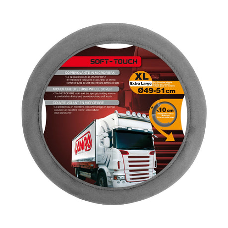 Lampa Soft Touch, microfiber steering wheel cover - XL - Ø 49/51 cm - Grey