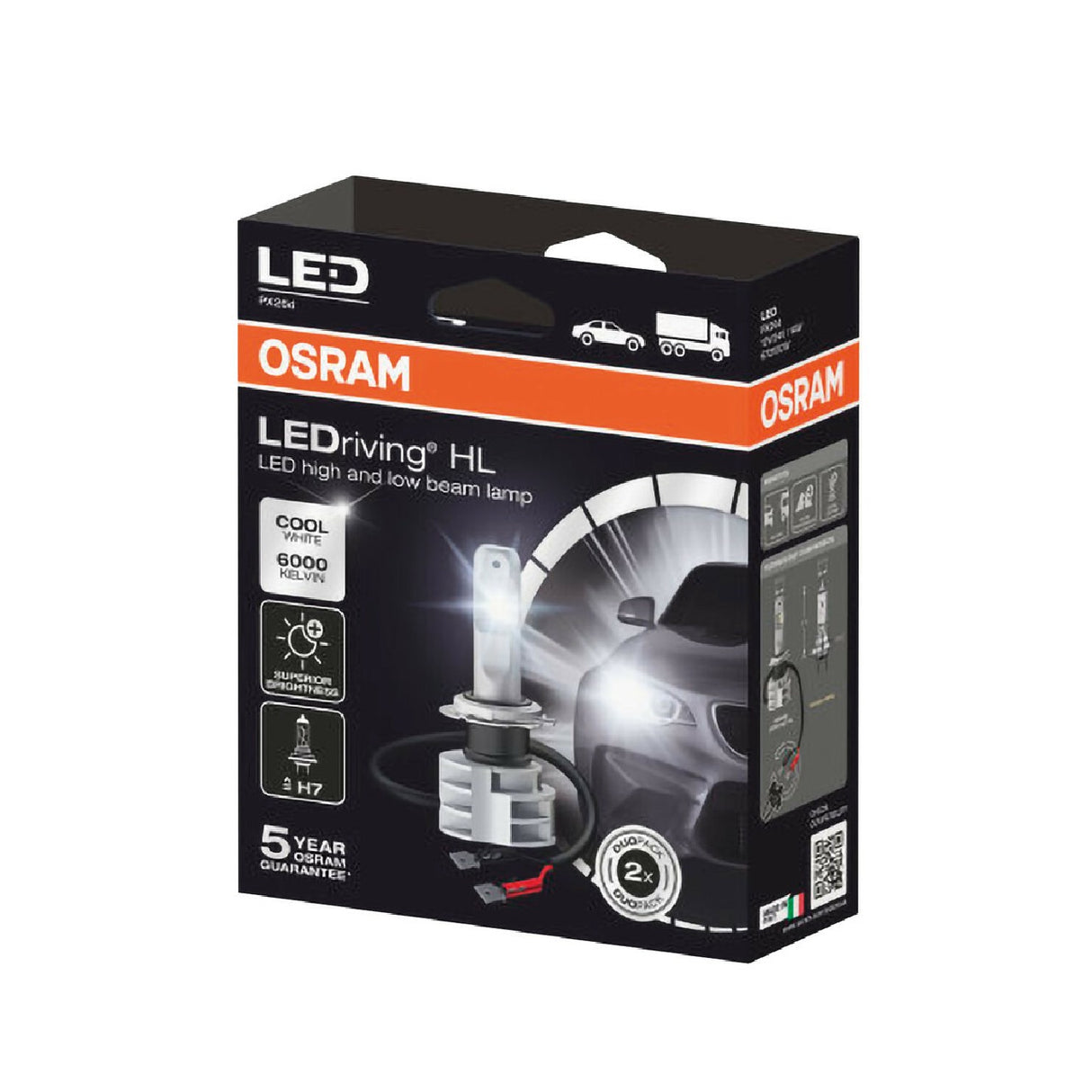 Osram LEDriving HL 12/24V Glühbirne (H7) – 14W – PX26d – 2 Stück – Box