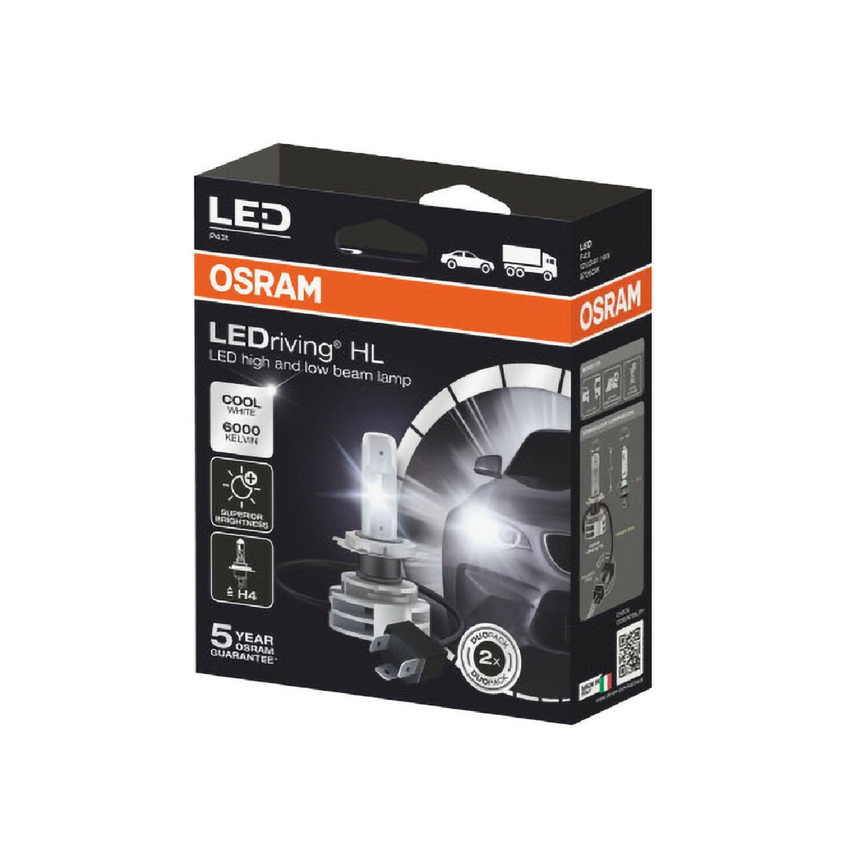 Osram Coppia Lampadine LED H4 12/24V LEDriving HL 14W P43t - 2 pz - Scatola
