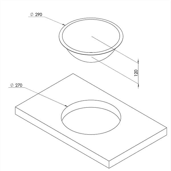 Lavello bianco tondo diametro 290 mm LVL413