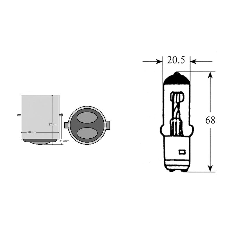 Okyami Scatola 10Pz lampadina Semialogena 12v 25/25W Ba20D